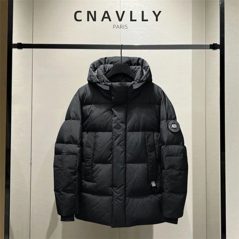 CNAVLLY Paris Black Down Jacket Men Winter Warm Hooded Coat