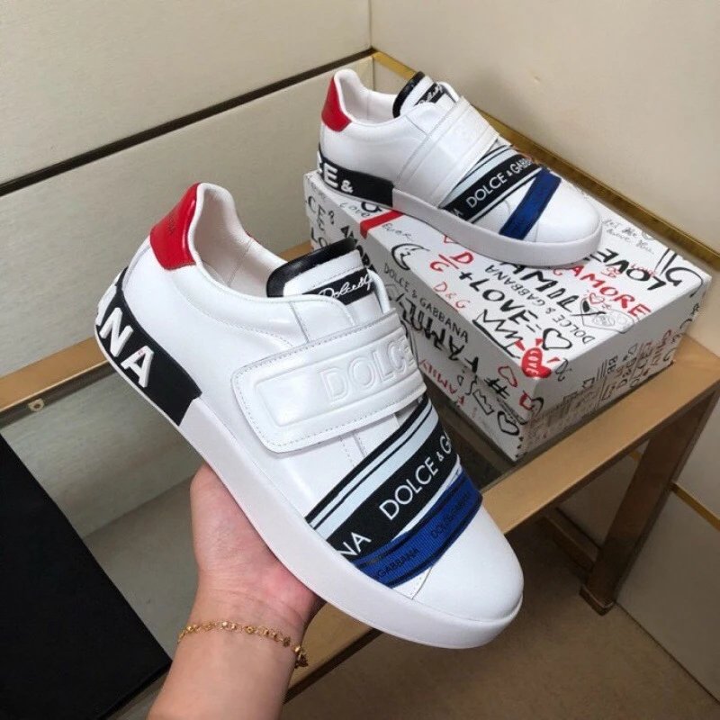 Dolce & Gabbana White Sneakers with Logo Stripes