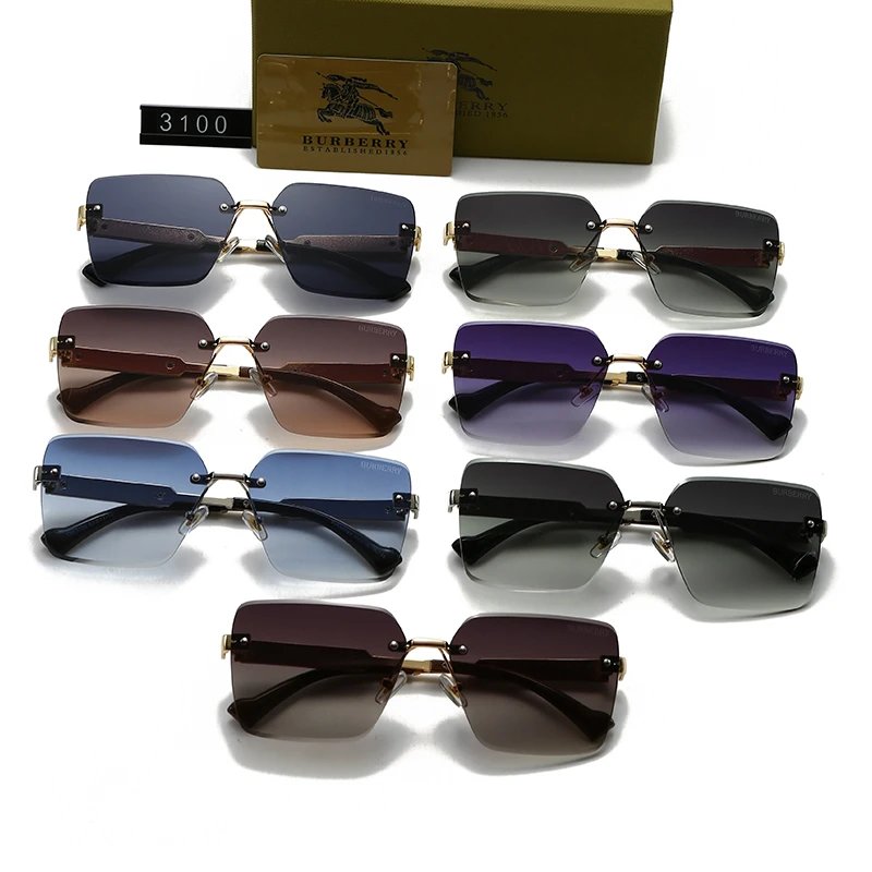 Burberry 3100 Rimless Sunglasses Square Frame Fashion Shades