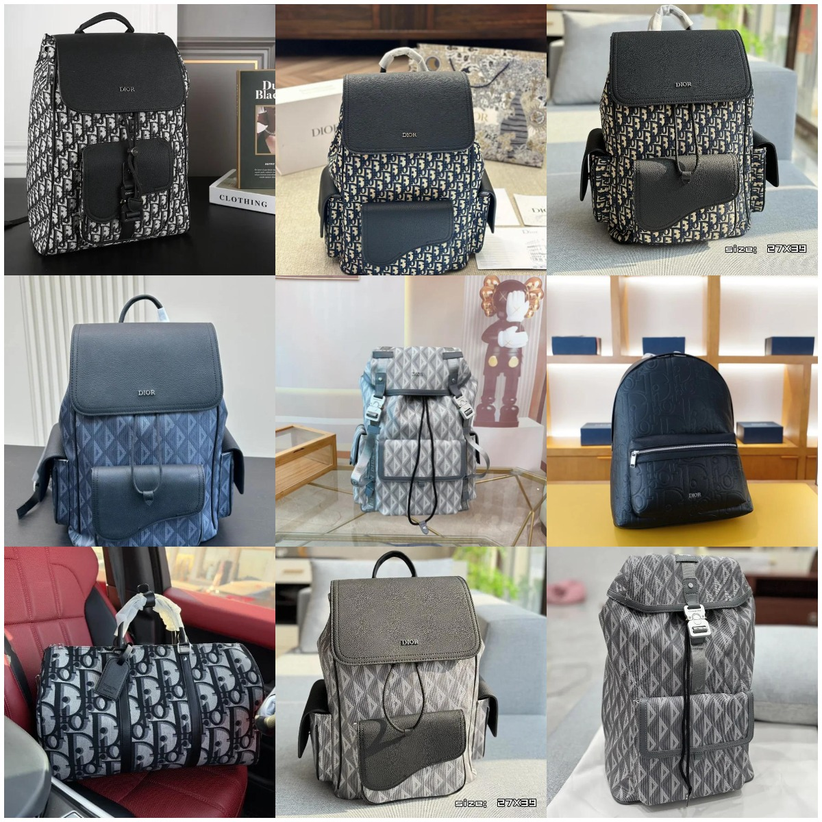 Dior Backpacks Monogram Pattern Fashion Leather Bags for Women