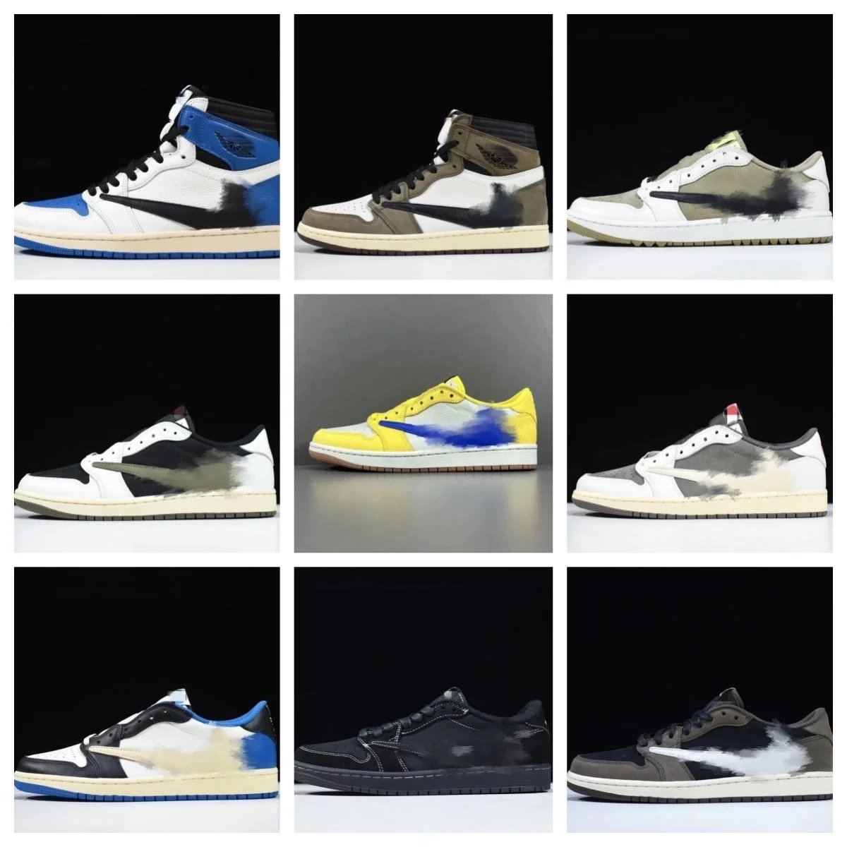 Air Jordan 1 High Low Sneakers Watercolor Design