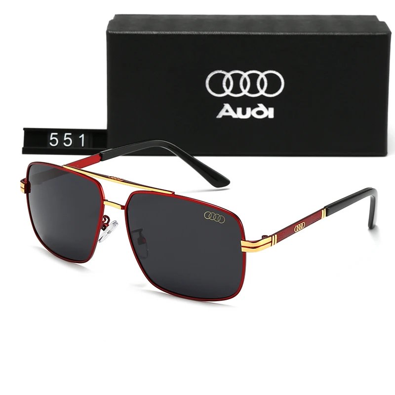 Audi Sunglasses Red Gold Frame Square Polarized Lens