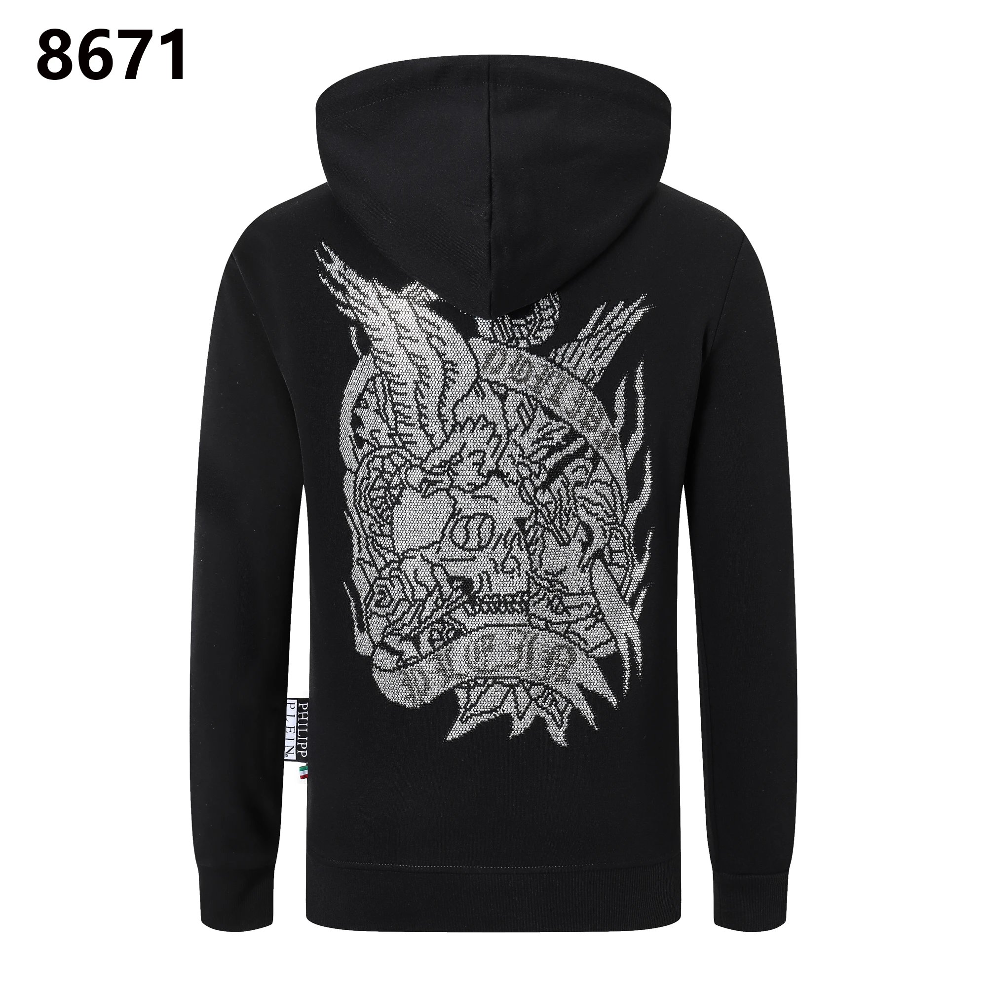 PHILIPP PLEIN Black Hoodie with Dragon Skull Design