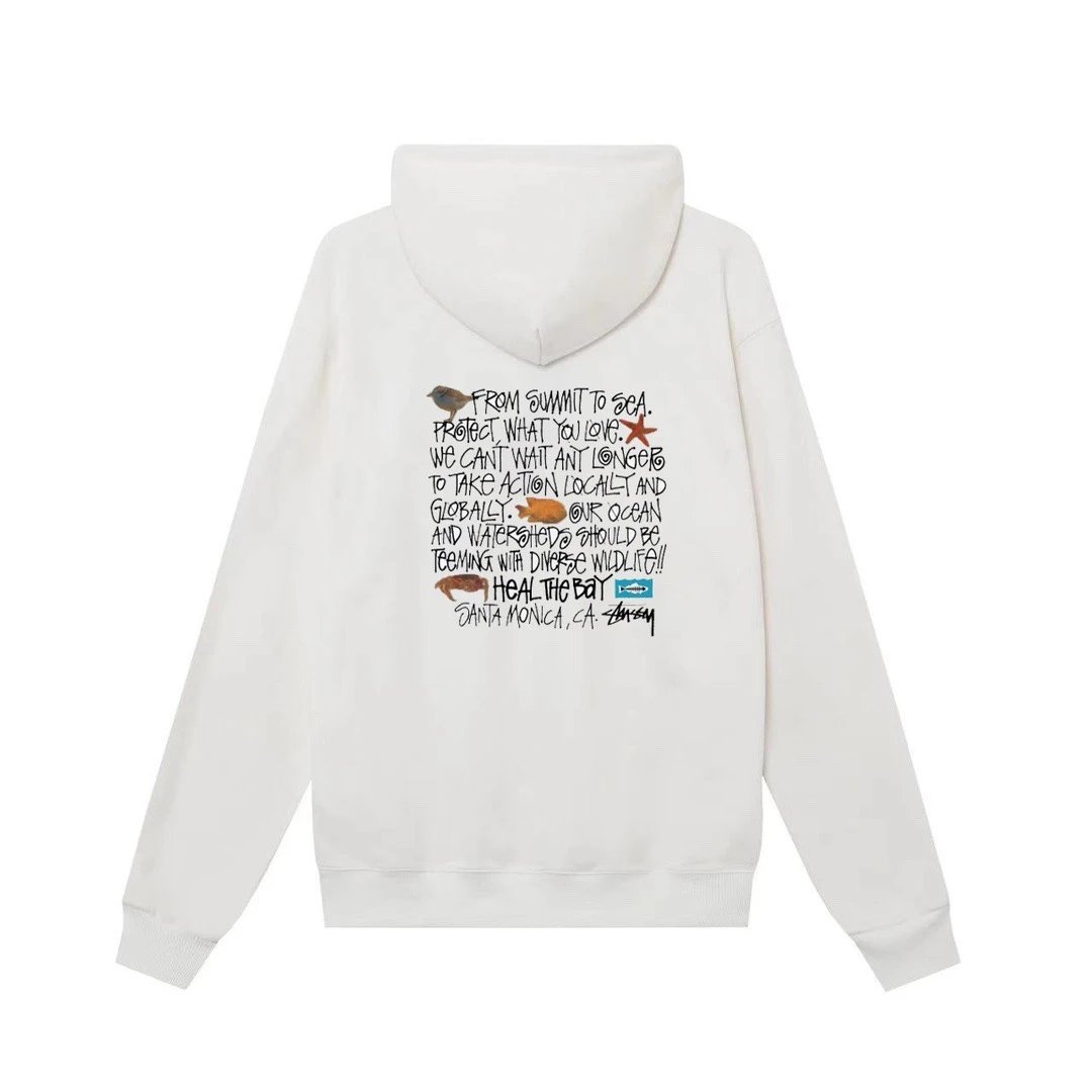 Heal The Bay White Hoodie with Environmental Message