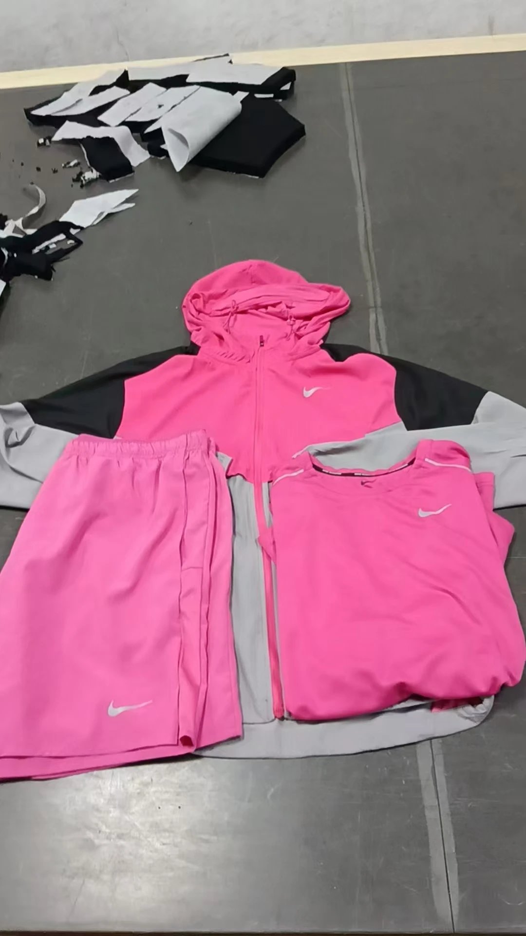 Nike Pink Sportswear Set Hoodie Tank Top Shorts