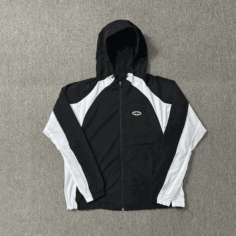 Nike Black and White Hooded Windbreaker Jacket