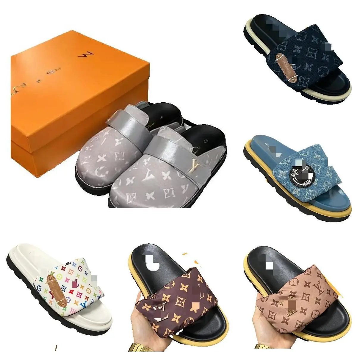 Louis Vuitton Monogram Slides Women Fashion Slip-On Sandals