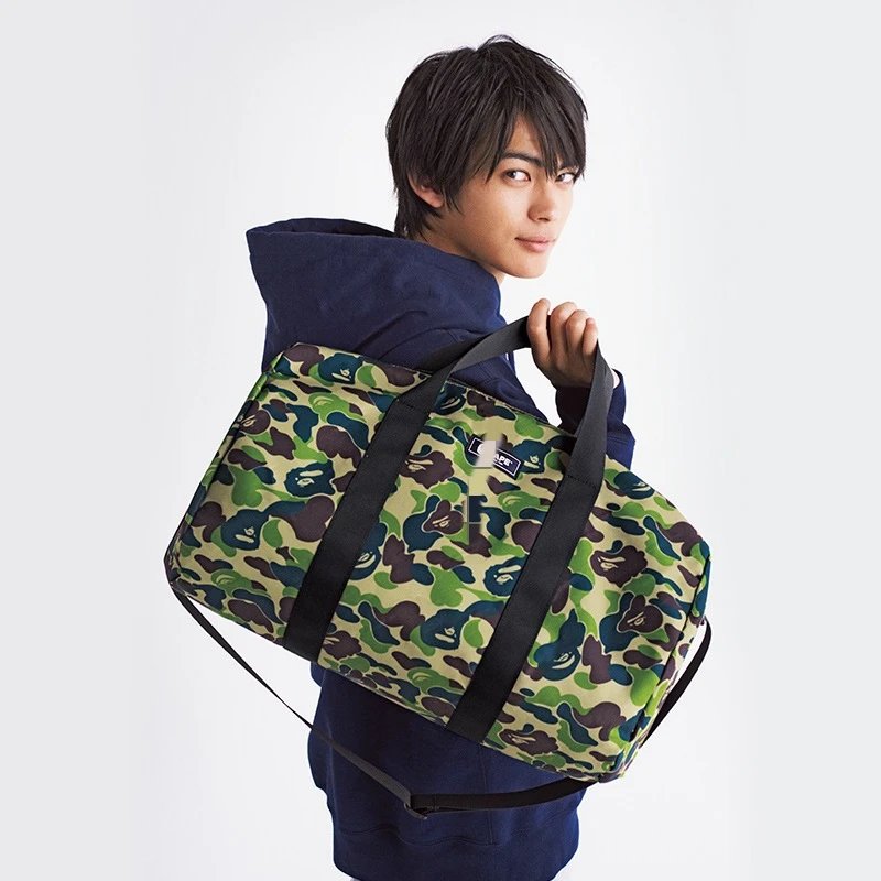 BAPE Camouflage Duffle Bag for Men and Women