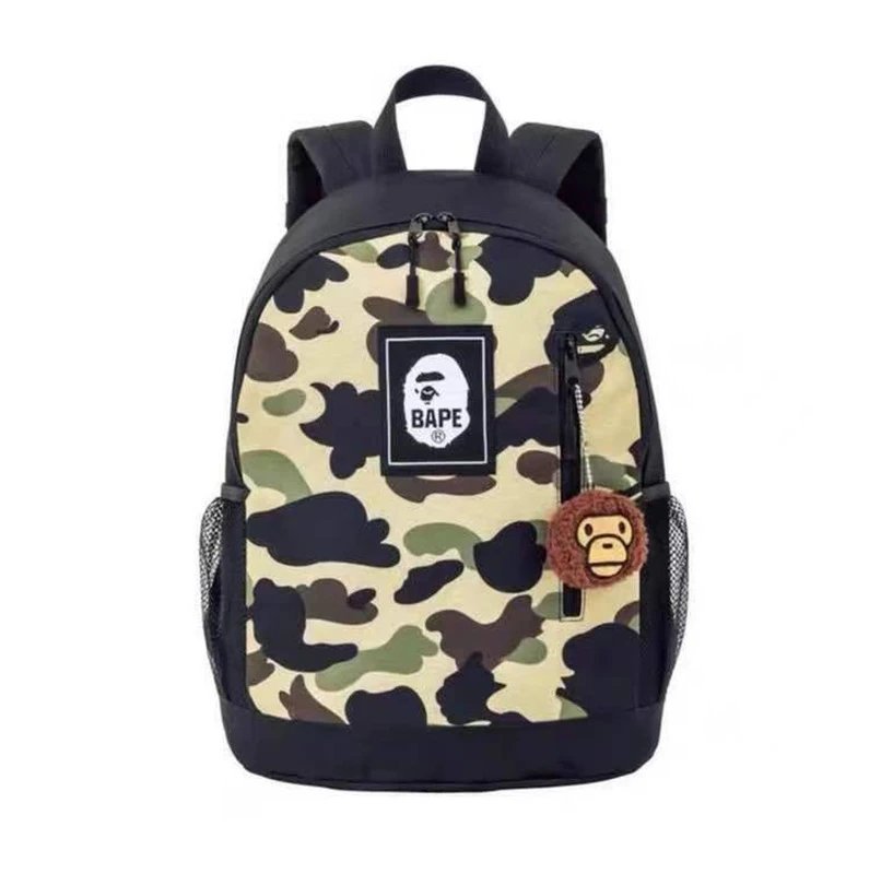 BAPE Camouflage Backpack with Monkey Charm