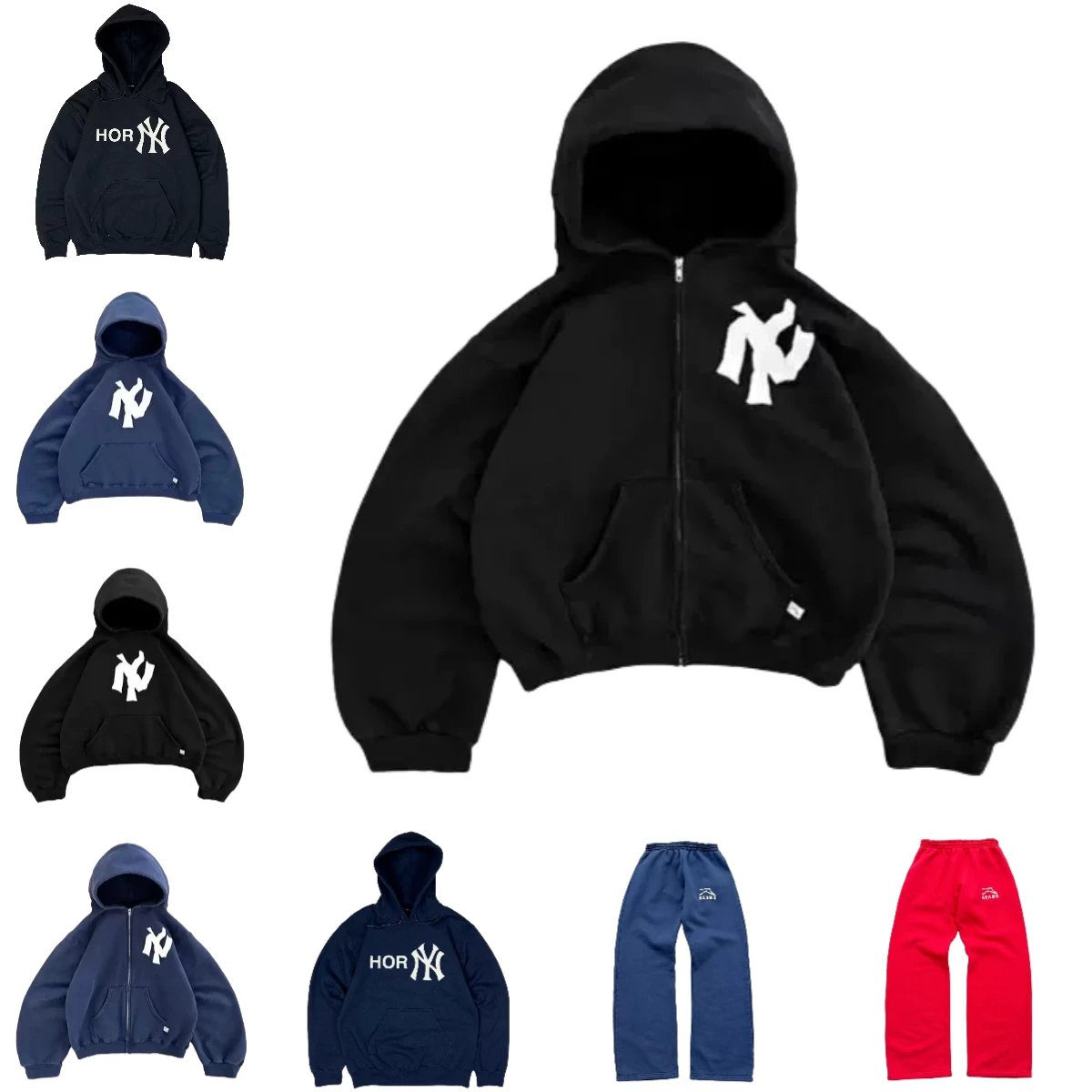 NY Logo Hoodie Sweatshirt Zipper Jacket for Men Women