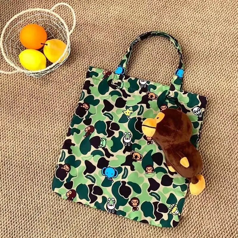 BAPE Camouflage Monkey Print Tote Bag with Plush Toy
