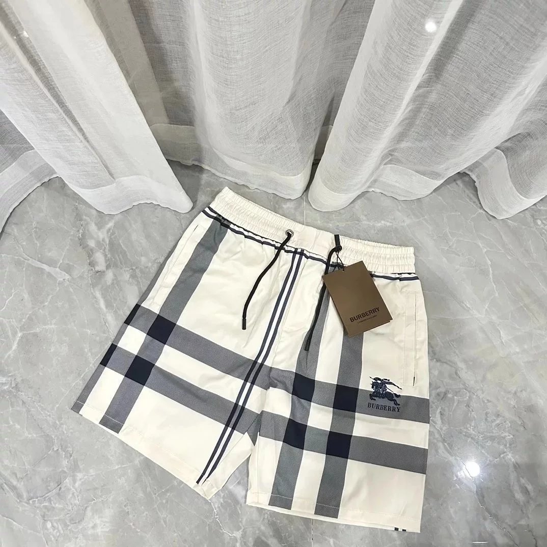 Burberry Check Pattern Drawstring Shorts for Men