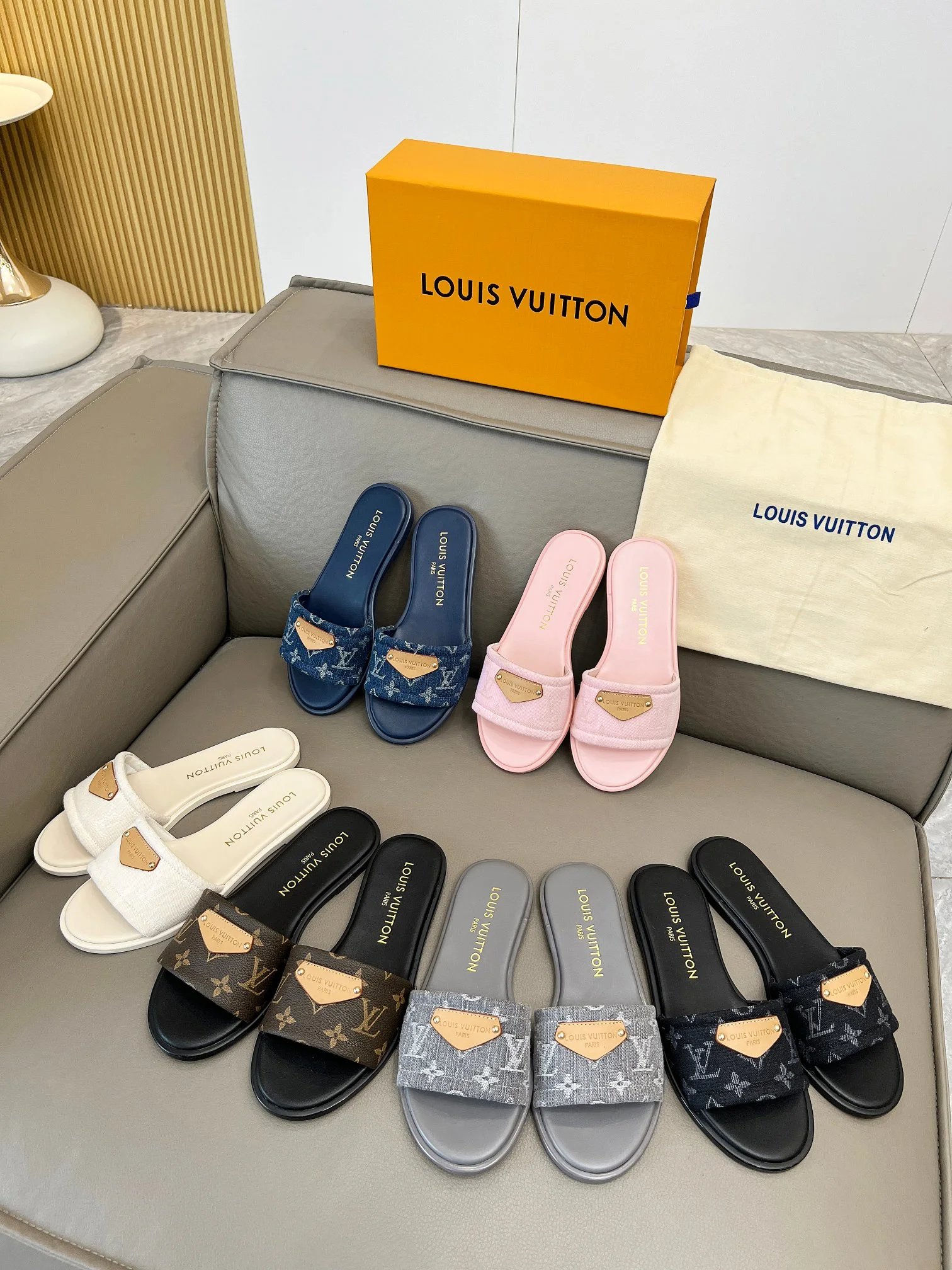 Louis Vuitton Monogram Slide Sandals Women's Fashion Slides