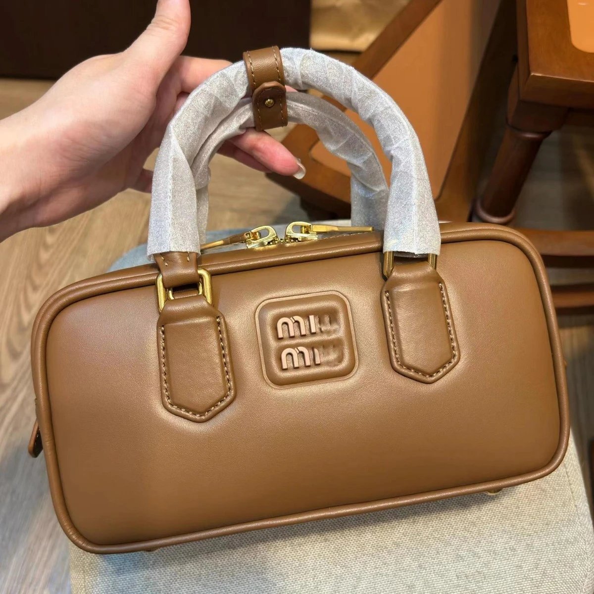 Miu Miu Brown Leather Mini Bag with Gold Hardware