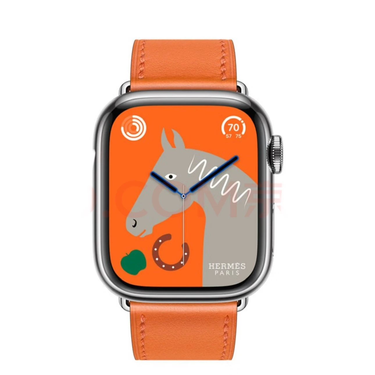 Apple Watch Hermès Orange Leather Band with Horse Face Watch Face