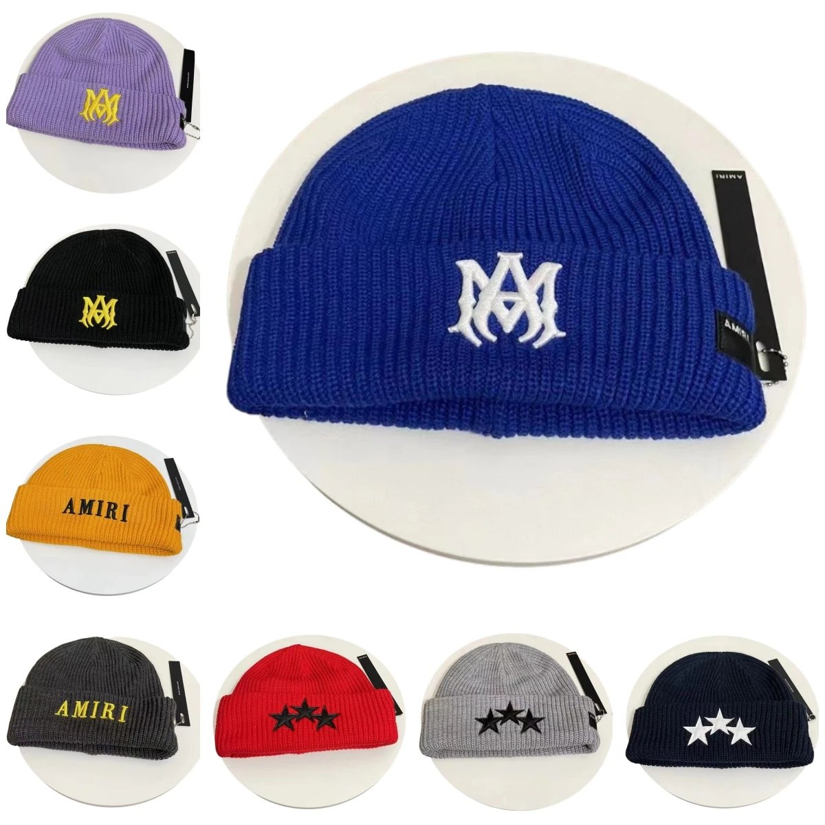 AMIRI Knit Beanie Hat with Logo Embroidery