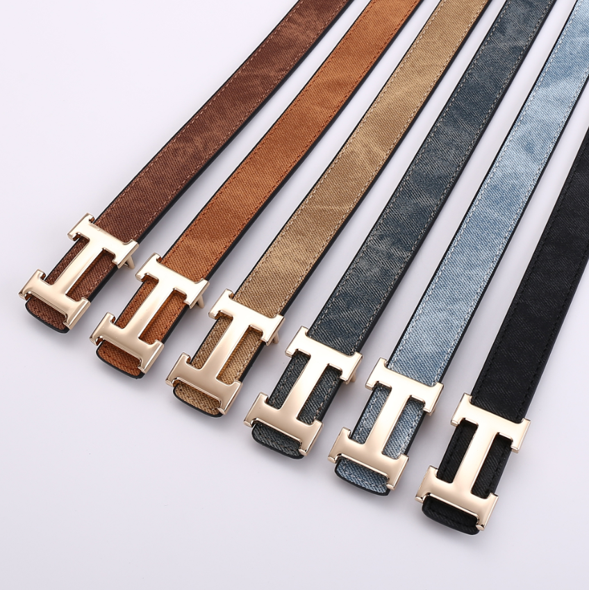 H Logo Leather Belt for Men and Women Fashion Casual Belt