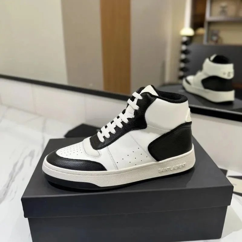 Saint Laurent High Top Sneakers White Black Leather
