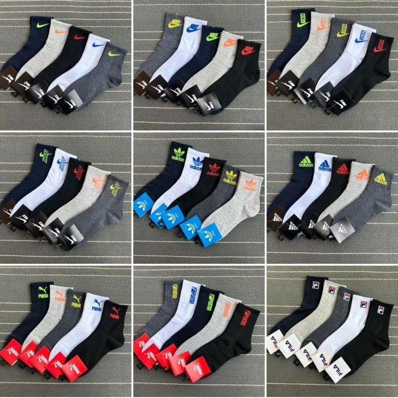 Men's Sport Socks Nike Adidas Puma Fila Ankle Socks Set