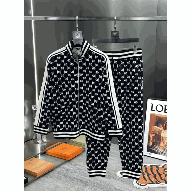 Gucci GG Monogram Track Suit Set Black White
