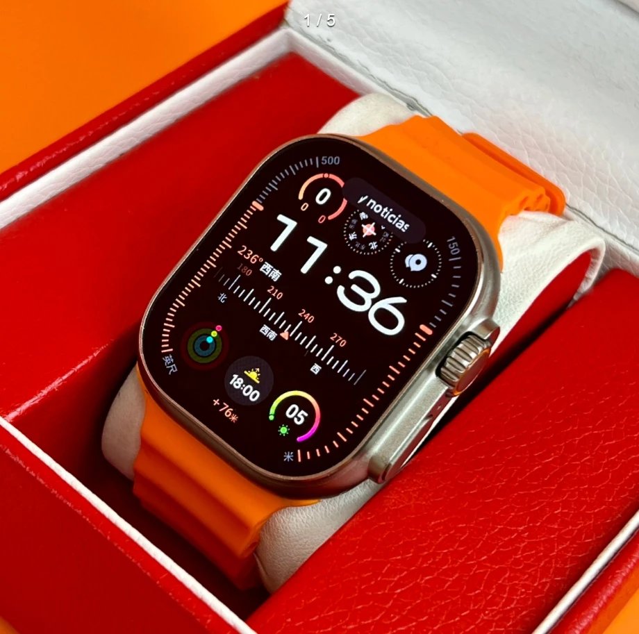 Apple Watch Series 9 with Orange Sport Band