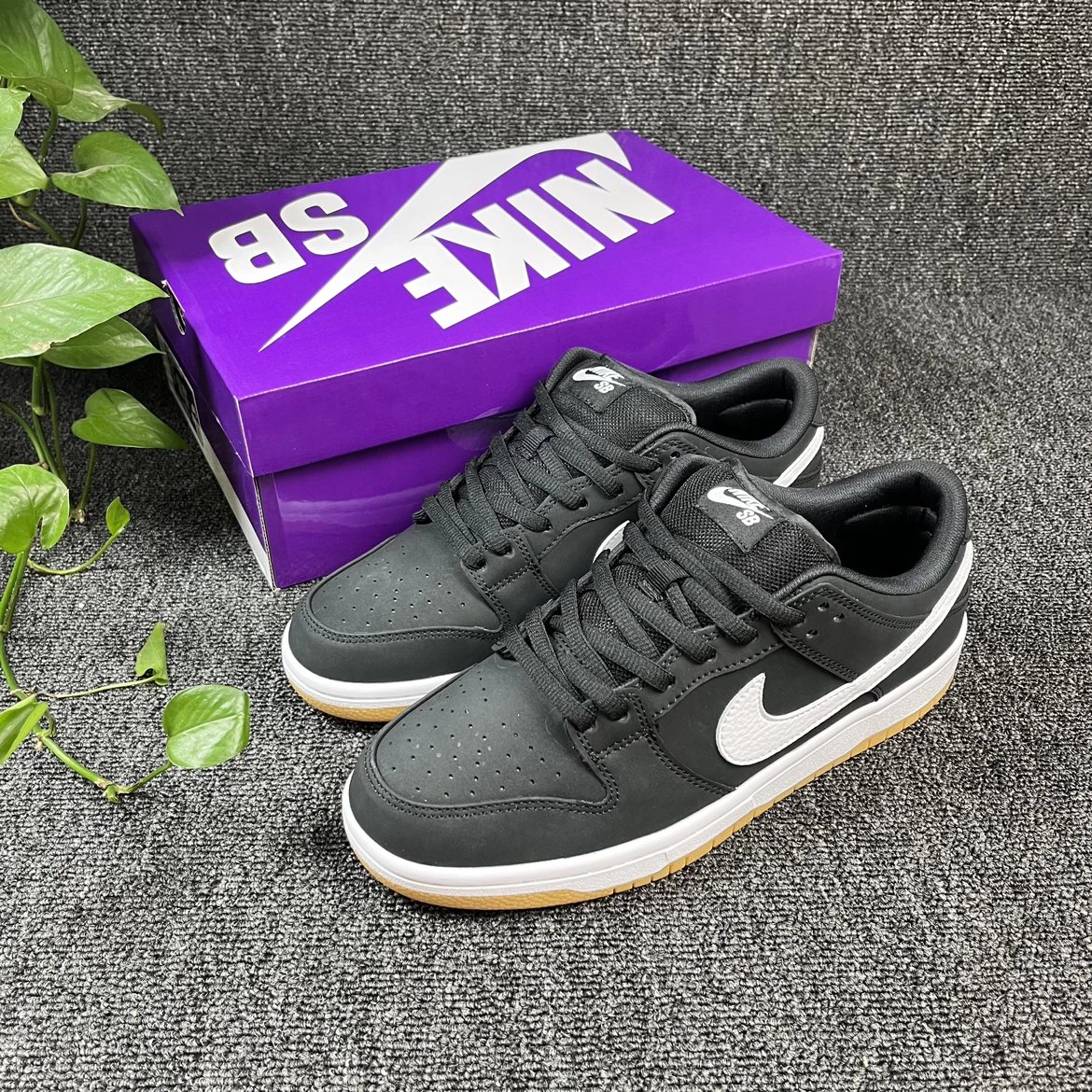 Nike SB Dunk Low Black White Gum Sole Skate Shoes