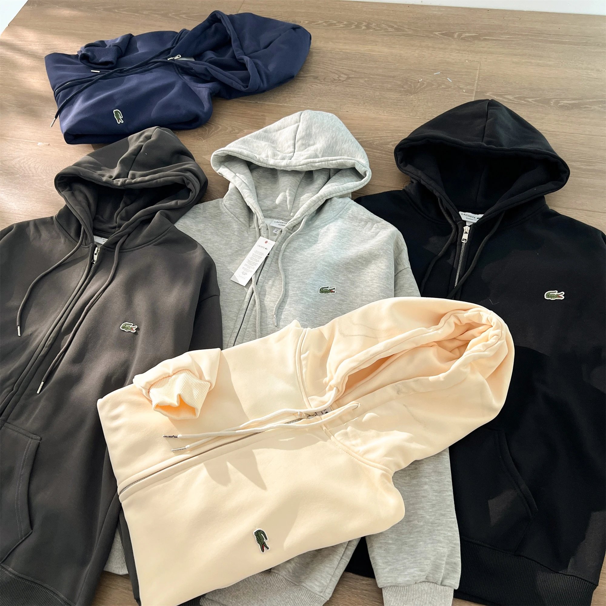 Lacoste Zip-Up Hoodie Sweatshirt Men Women Casual Hooded Jacket