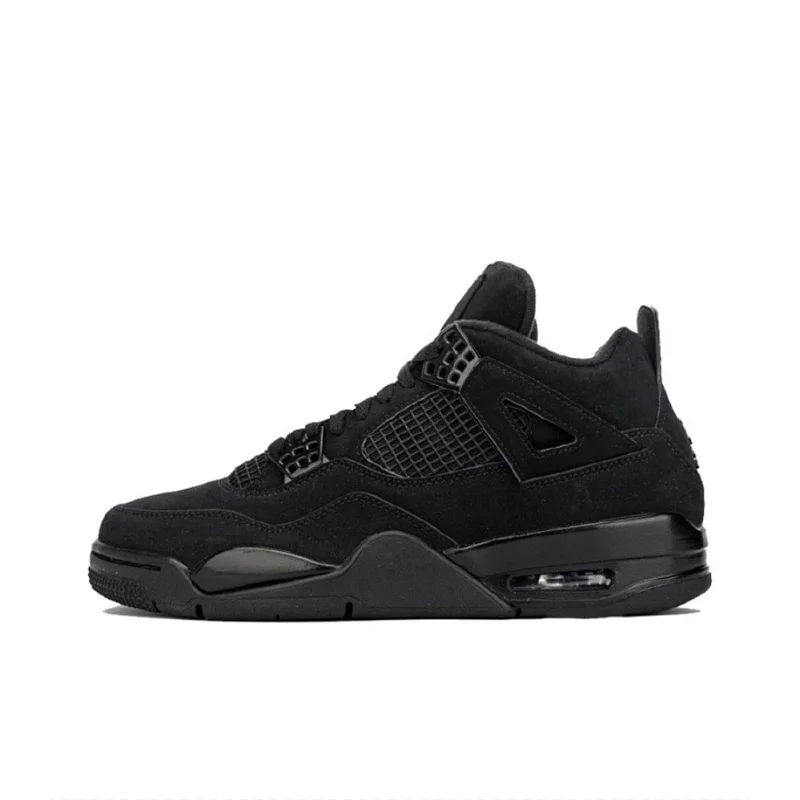 Air Jordan 4 Black All Black Sneakers Men's Basketball Shoes