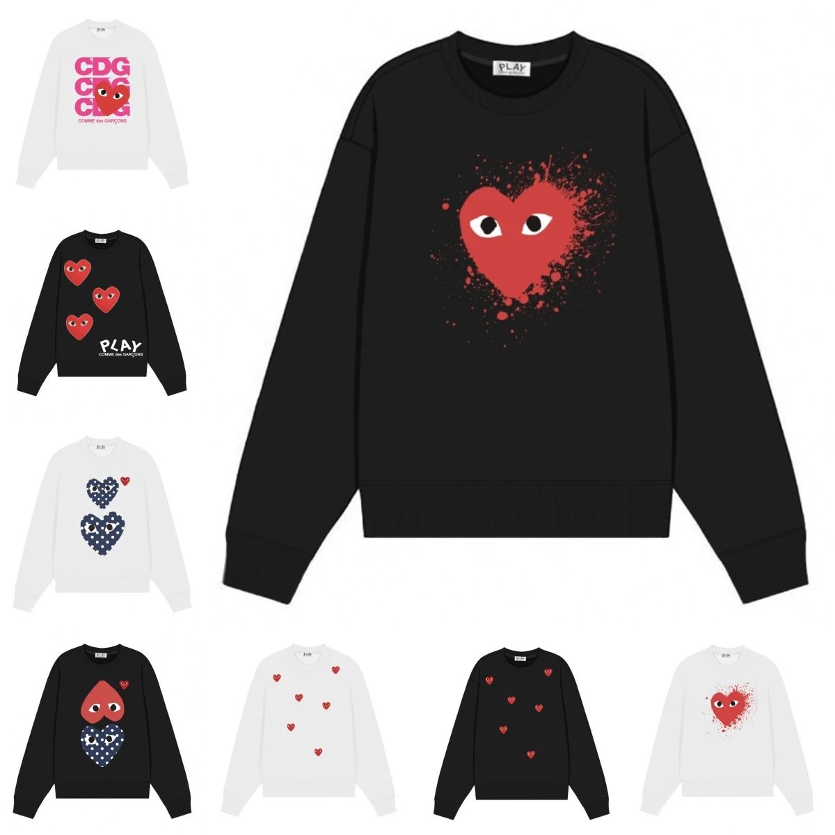 CDG PLAY Heart Print Crewneck Sweatshirt