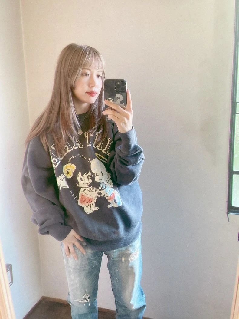 Vintage Cartoon Print Oversized Sweatshirt Women's Casual Wear