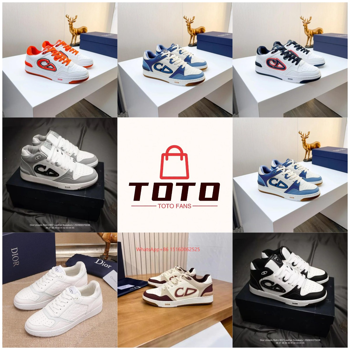 Dior Unwits Retro 057 Leather Sneakers White Blue Black Orange