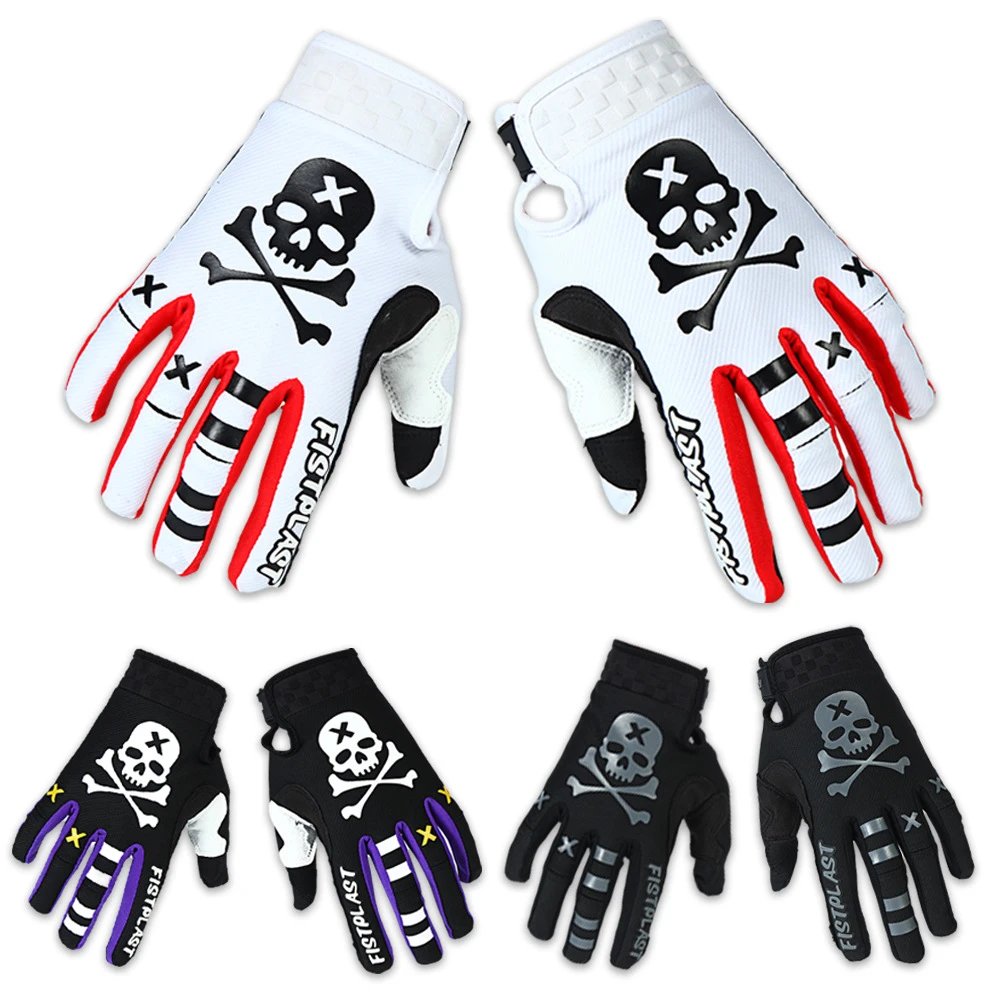 FISTOLAST Skull Crossbones Motocross Gloves for Men Women Offroad Riding