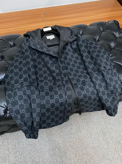 Gucci Monogram Pattern Hooded Jacket