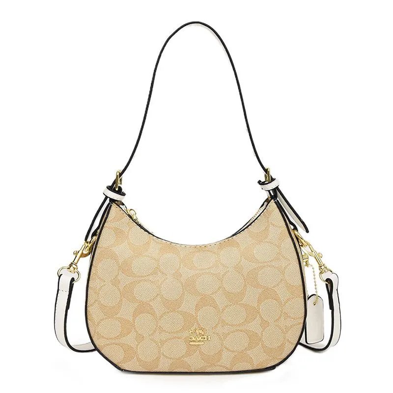 Coach Signature Canvas Hobo Bag with Gold Hardware