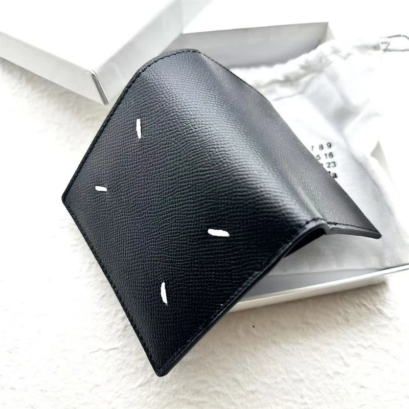 Black Leather Card Holder Wallet Minimalist Design
