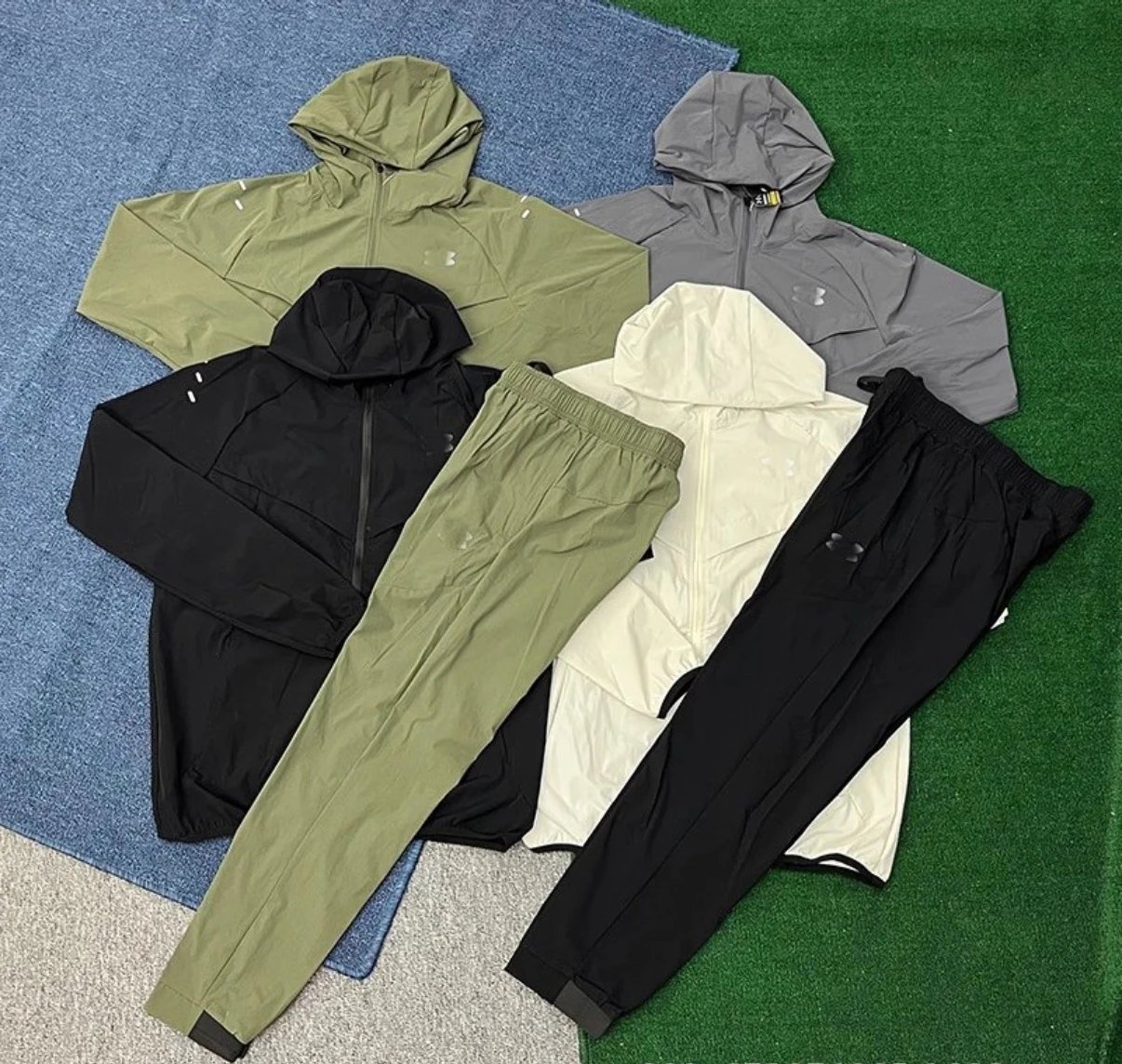 Under Armour Hooded Jacket and Pants Set for Men Women Outdoor Sport Wear