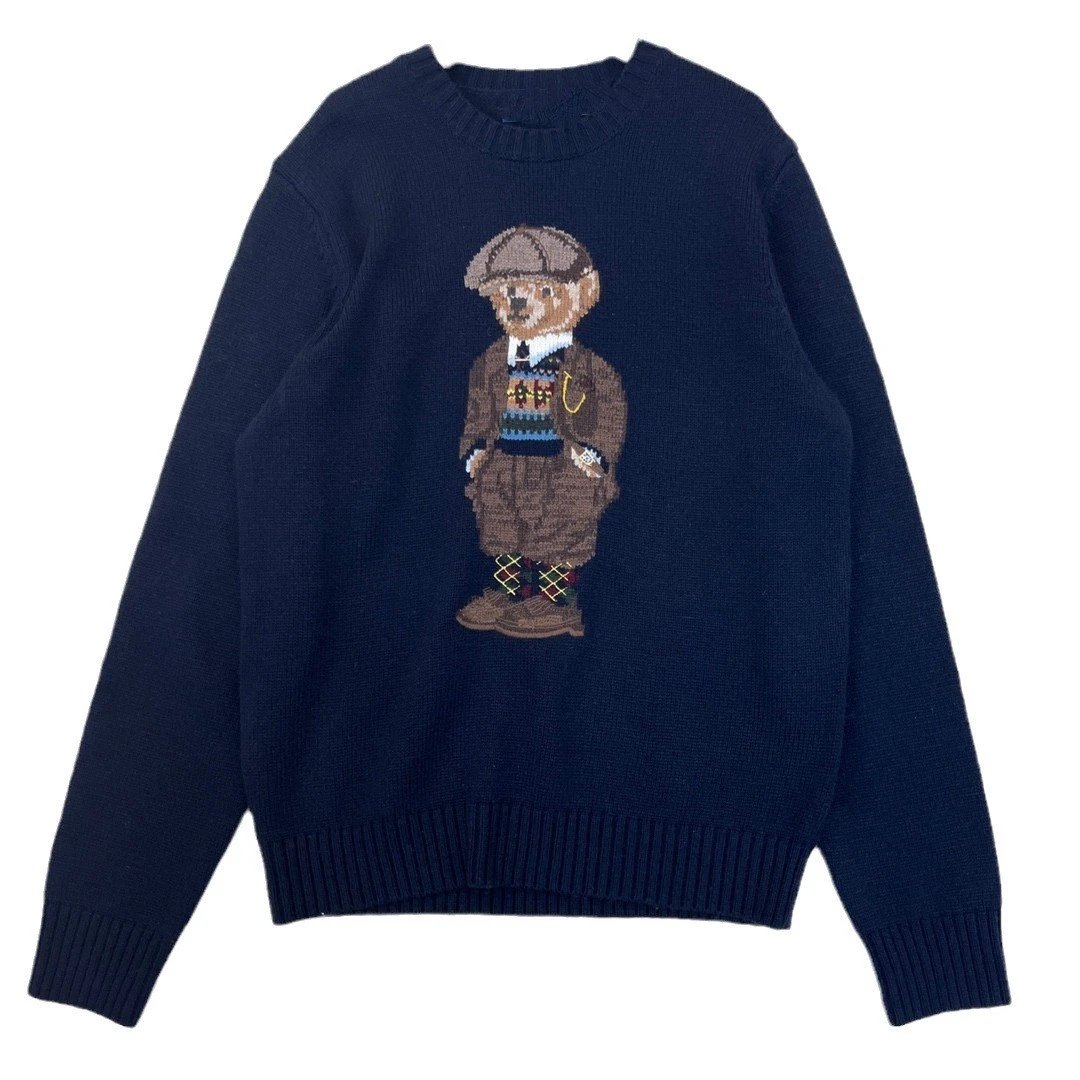 Polo Bear Knit Sweater Navy Blue Classic Design
