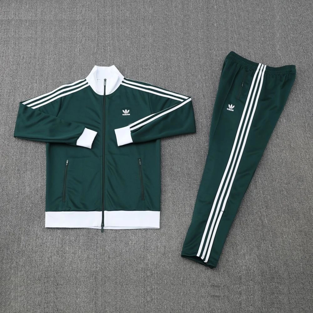 Adidas Green Track Suit with White Stripes