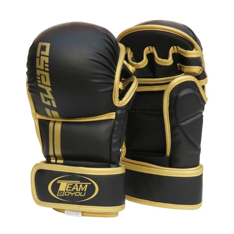 Team Boyou Boxing Gloves Black Gold Professional Training Fight Gear