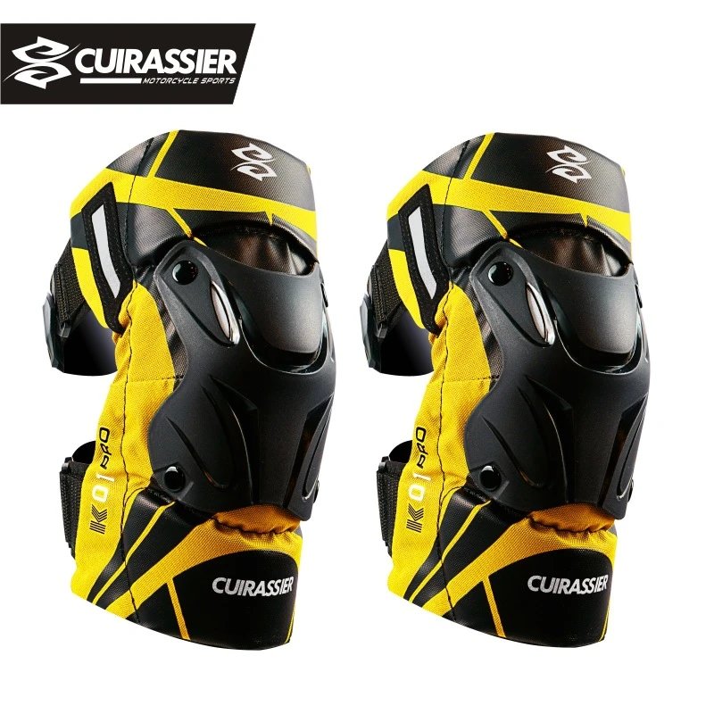 Cuirassier Motorcycle Knee Guards Protective Gear Yellow Black