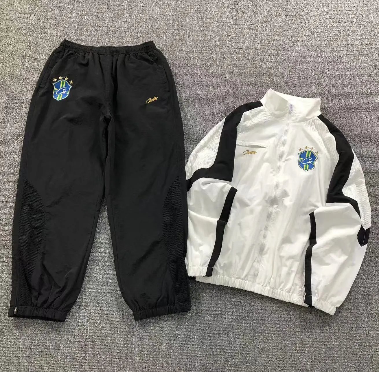 Brazil National Team Track Suit Set White Black Jacket and Pants