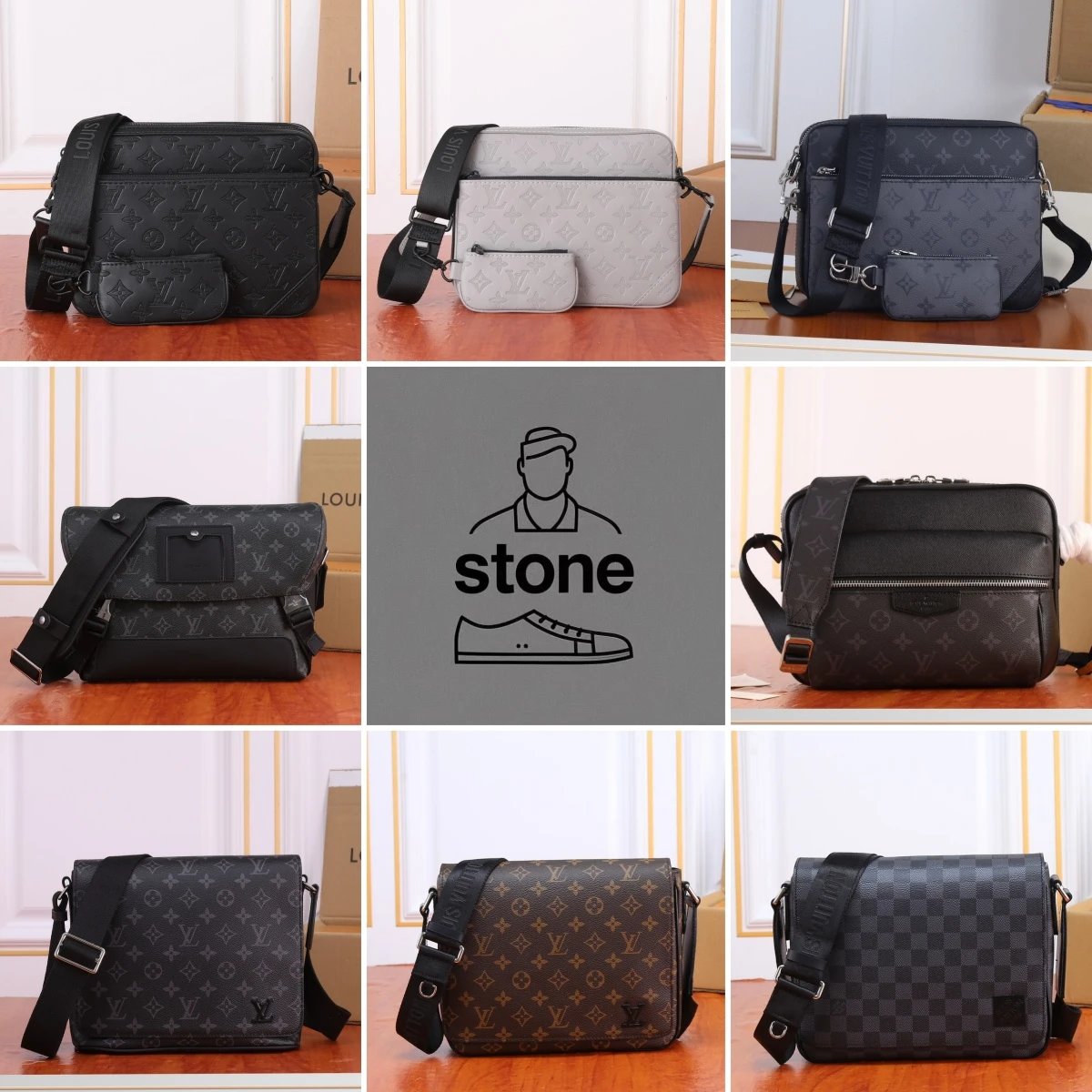 Luxury Monogram Crossbody Bag for Men - Stylish Shoulder Bag with Multiple Colors