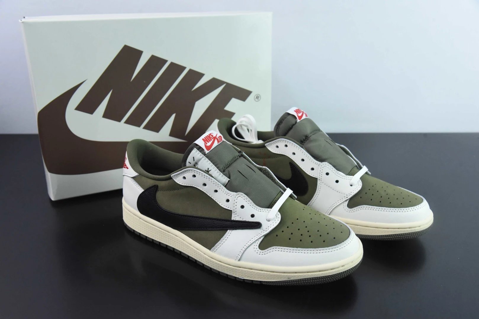 Nike Air Jordan 1 Low Olive White Black Sneakers