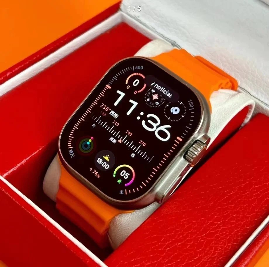 Apple Watch Series 9 with Orange Sport Band