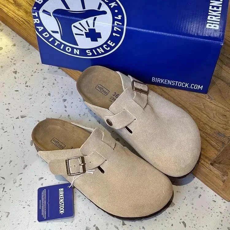 Birkenstock Classic Sandals Beige Leather Slip-On Shoes