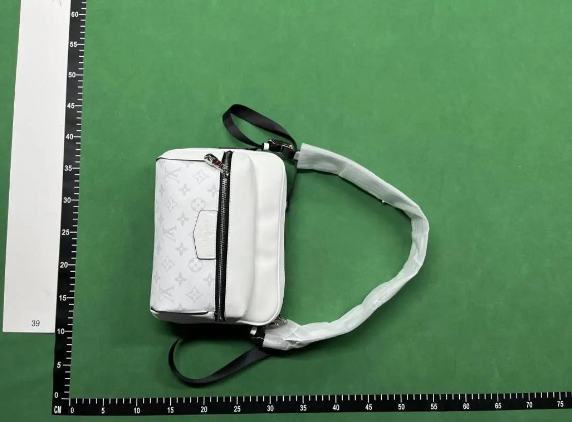 White Monogram Canvas Crossbody Bag with Adjustable Strap