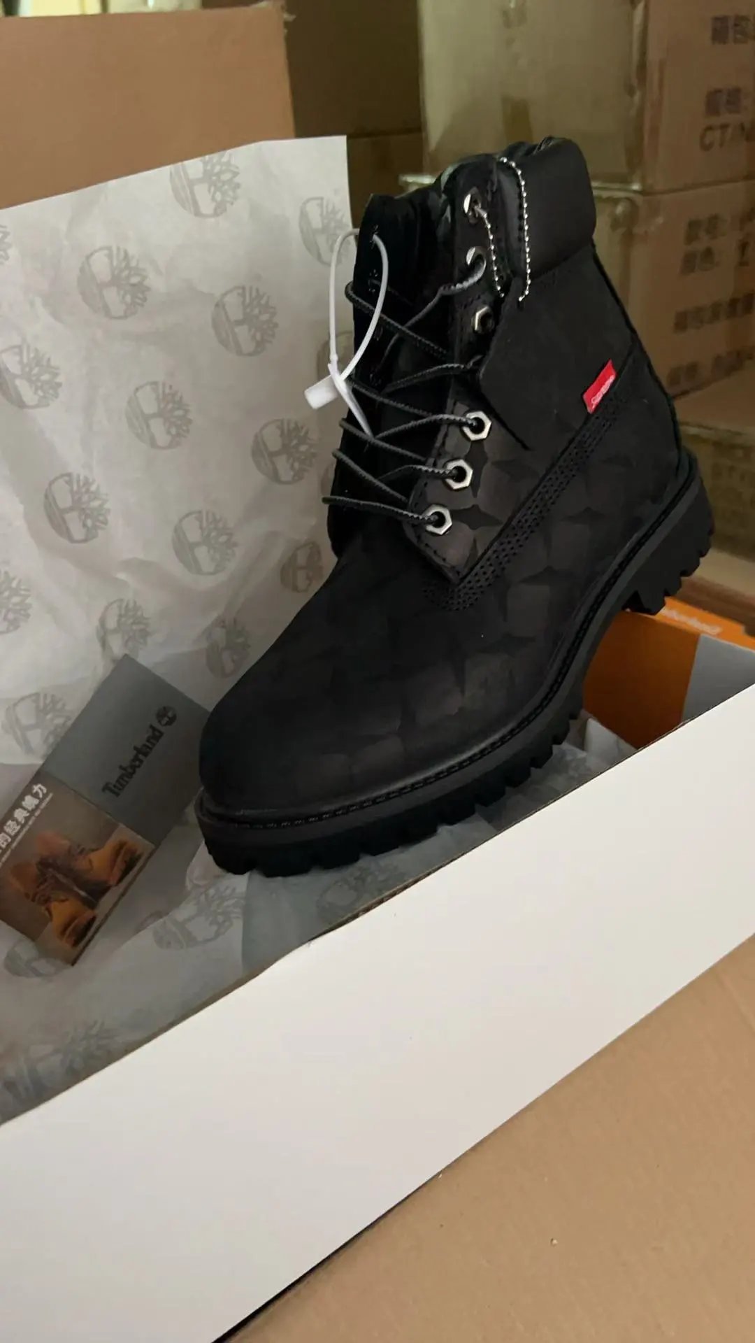 Timberland Black Leather Work Boots for Men