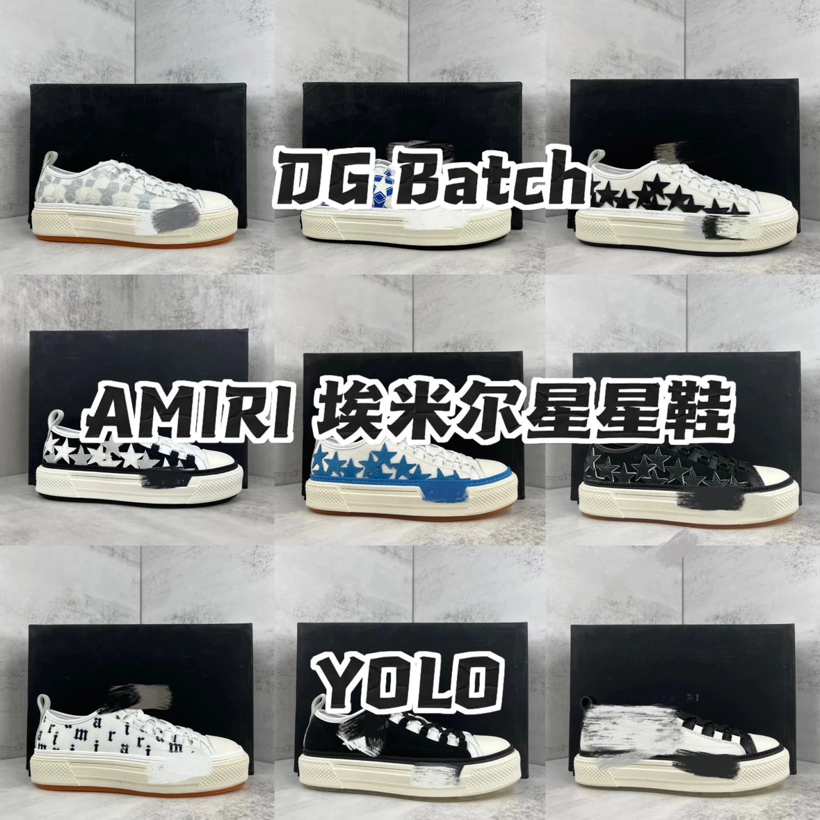 AMIRI Star Print Low Top Sneakers White Black Blue