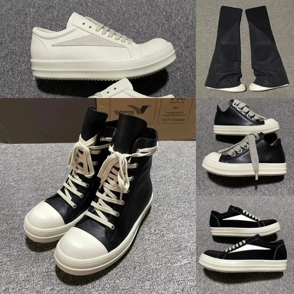 Valtenna Black and White Leather Sneakers High Top Platform Shoes