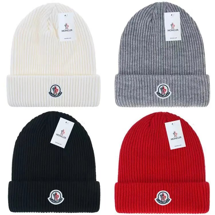 Moncler Ribbed Knit Beanie Hat in Multiple Colors